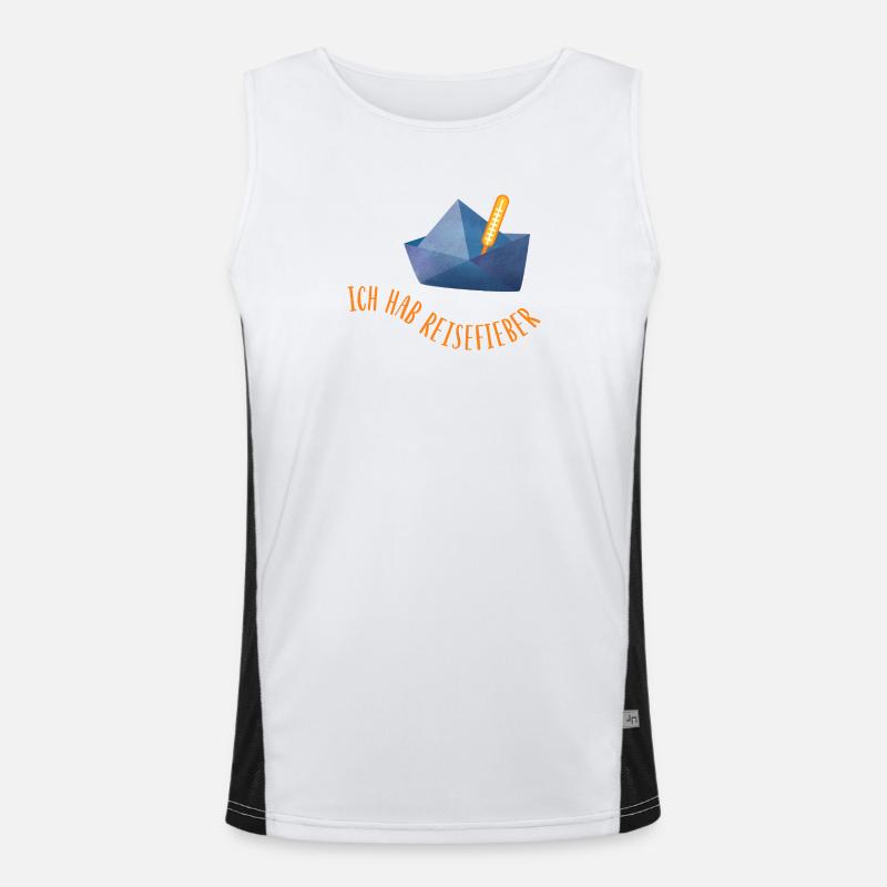 Reisefieber Papierboot Urlaub coole Sprüche Meer Funktionelles Kontrast-Tank Top für Männer 