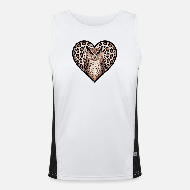 Owl heart with leopard print Men's Functional Contrast Tank Top 
