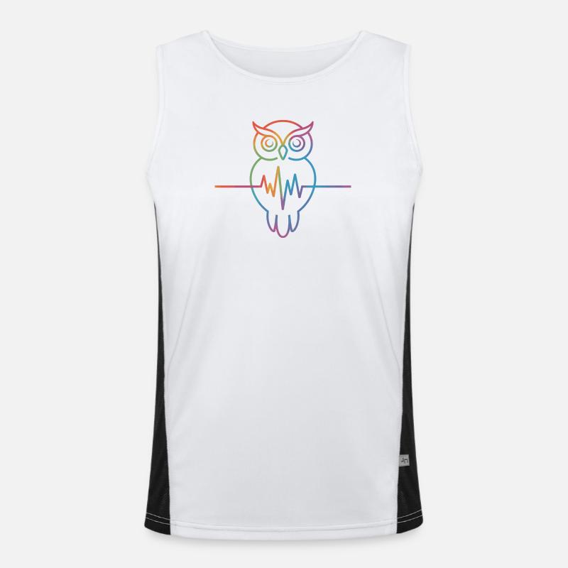 Regenbogen Eule Herzschlag Design Funktionelles Kontrast-Tank Top für Männer 