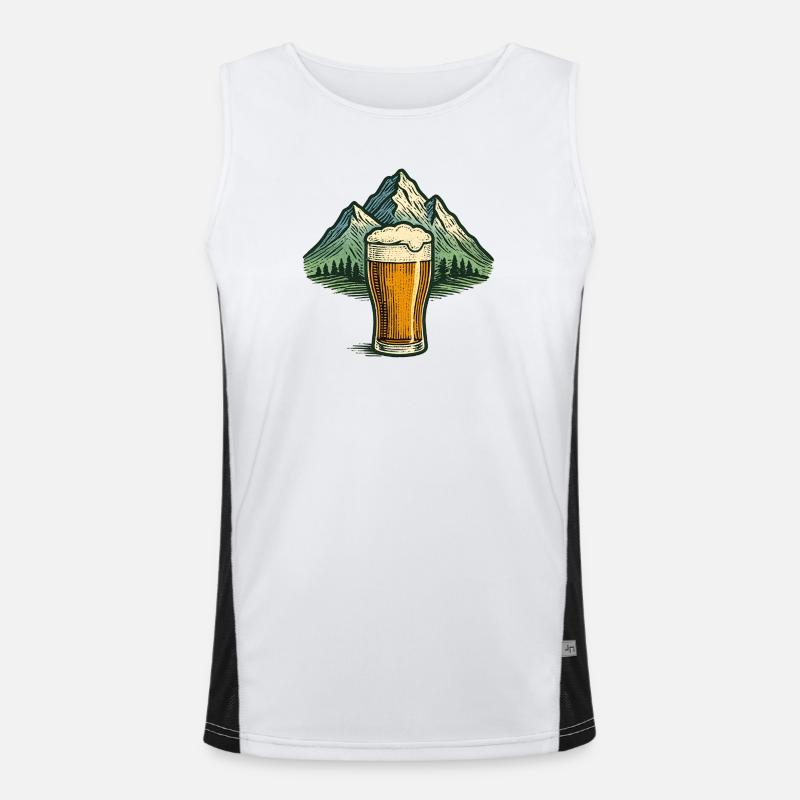 Bierglas mit Bergsilhouette Funktionelles Kontrast-Tank Top für Männer 