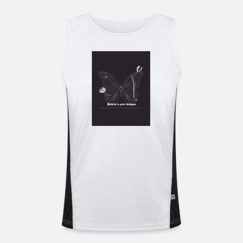 Butterfly with Inspirational Message in Black and White Men's Functional Contrast Tank Top 