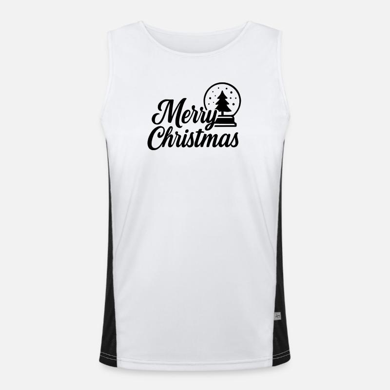 Merry Christmas Design mit Weihnachtskugel Funktionelles Kontrast-Tank Top für Männer 