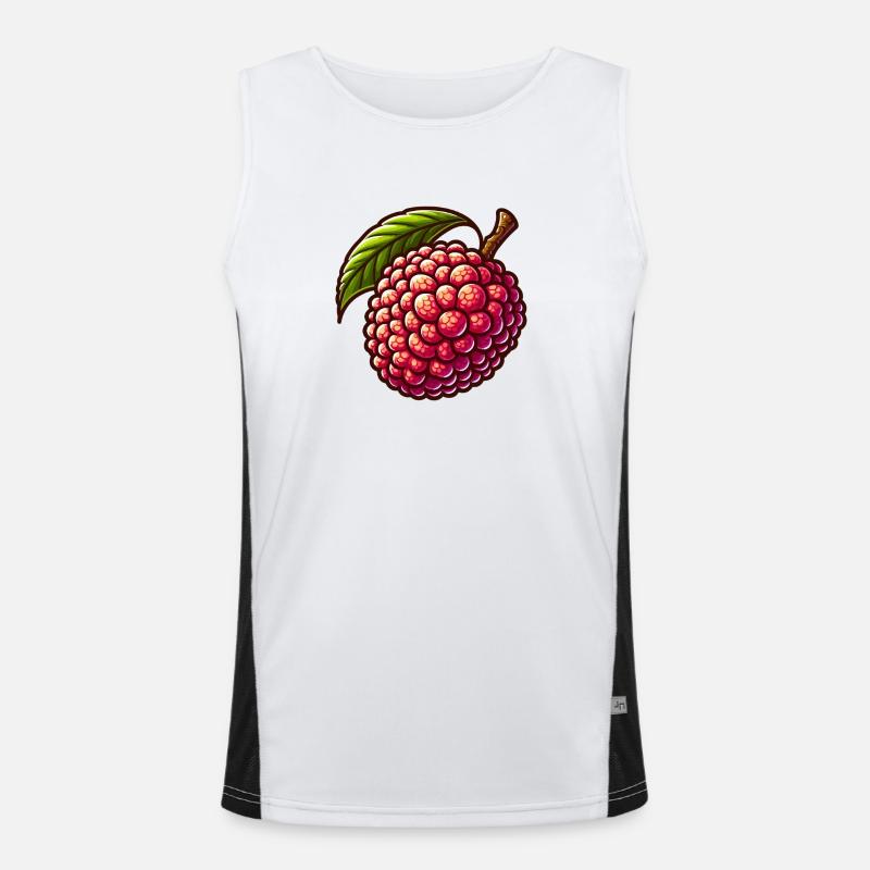 Lebendige Litschi im illustrativen Stil Funktionelles Kontrast-Tank Top für Männer 