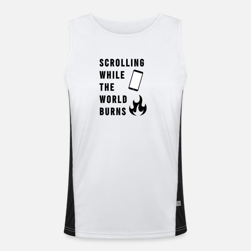 Scrolling While The World Burns Men's Functional Contrast Tank Top 
