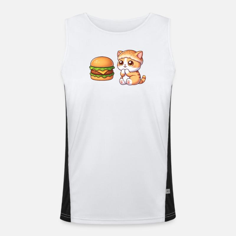 chat mignon dessin animé restauration rapide cheeseburger Débardeur respirant contrasté Homme 