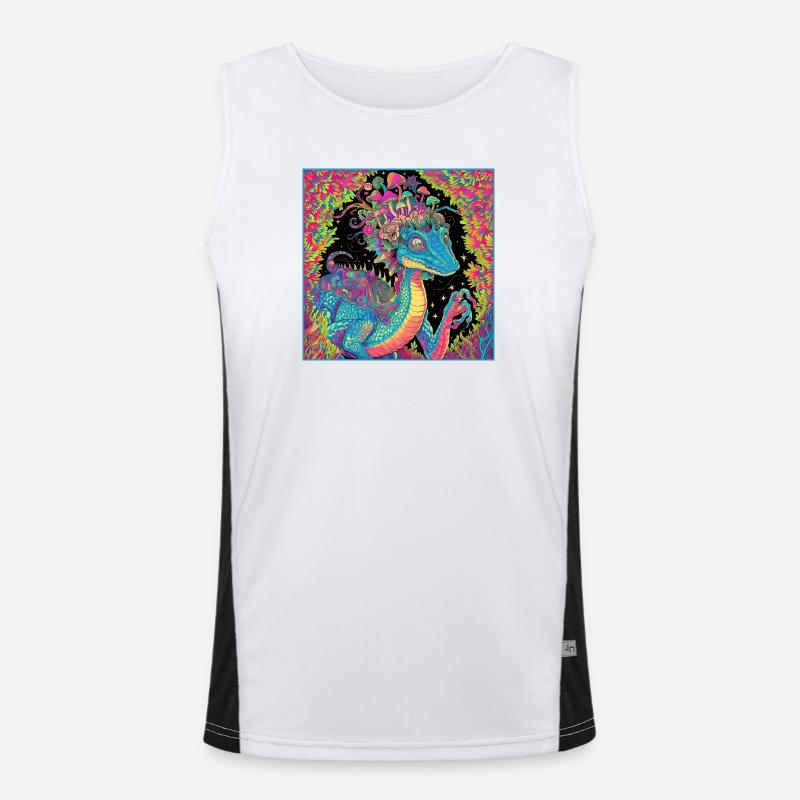 Psychedelischer Walddrache Illustration Funktionelles Kontrast-Tank Top für Männer 