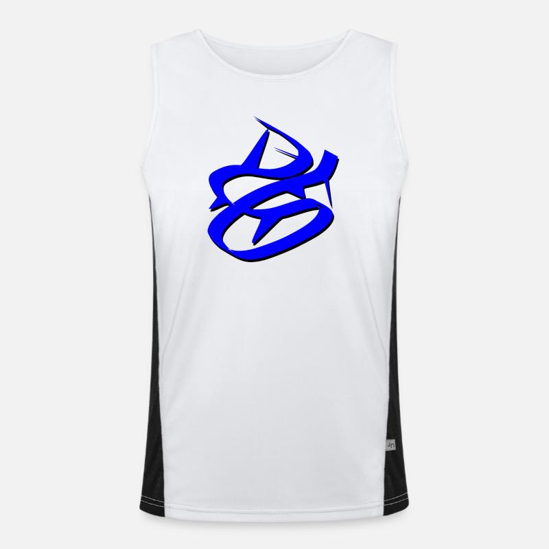 Dynamic Blue Graffiti Design - Men's Functional Contrast Tank Top  - white/black