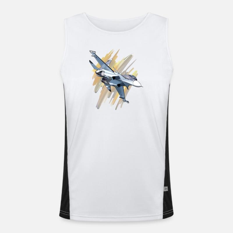 Kampfjet im Dynamikdesign Funktionelles Kontrast-Tank Top für Männer 