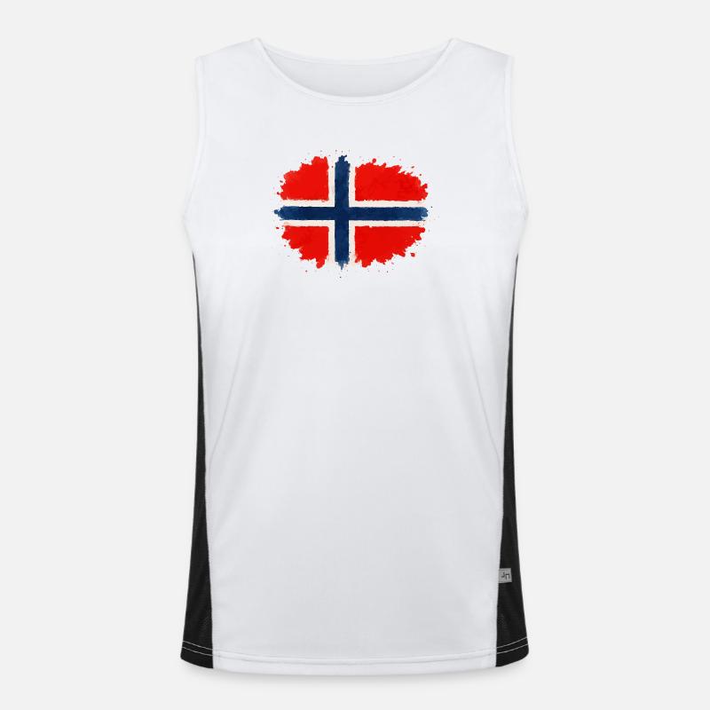 Norway Flag Blobs - Men's Functional Contrast Tank Top  - white/black