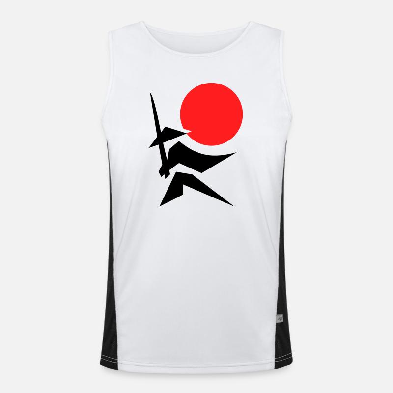 Abstraktes Bild mit Samurai Rot Schwarz Funktionelles Kontrast-Tank Top für Männer 