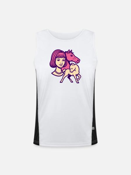 Pferdemädchen Pop-Art rosa - Funktionelles Kontrast-Tank Top für Männer  - Weiß/Schwarz