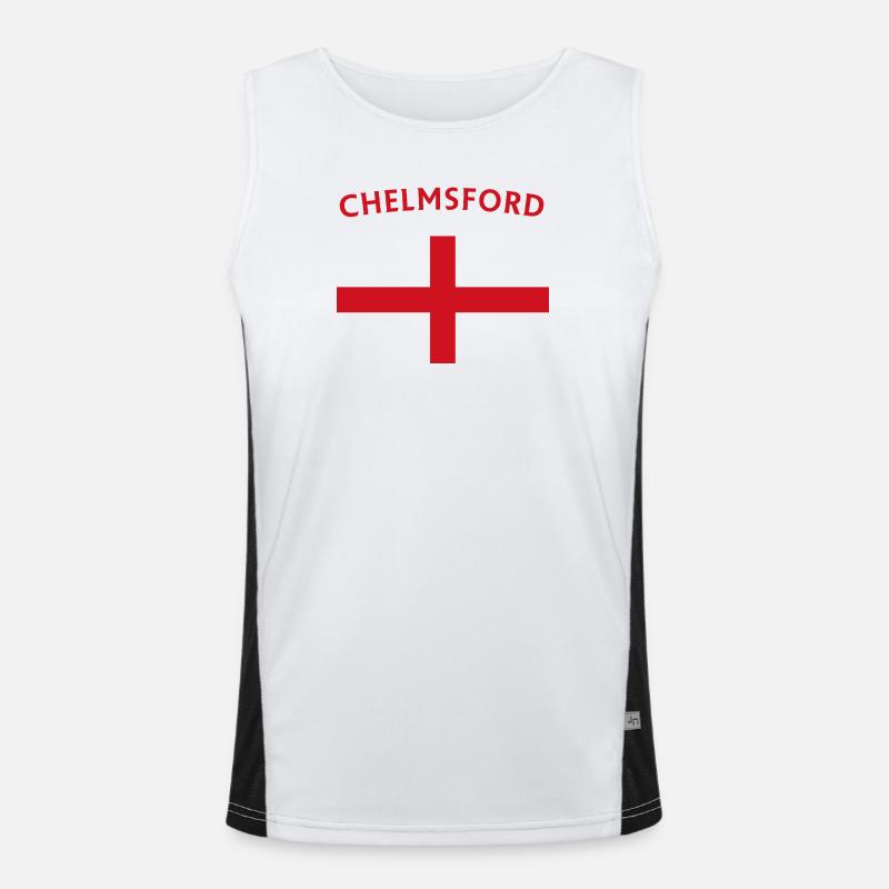 Chelsford Flagge Emblem Design Funktionelles Kontrast-Tank Top für Männer 