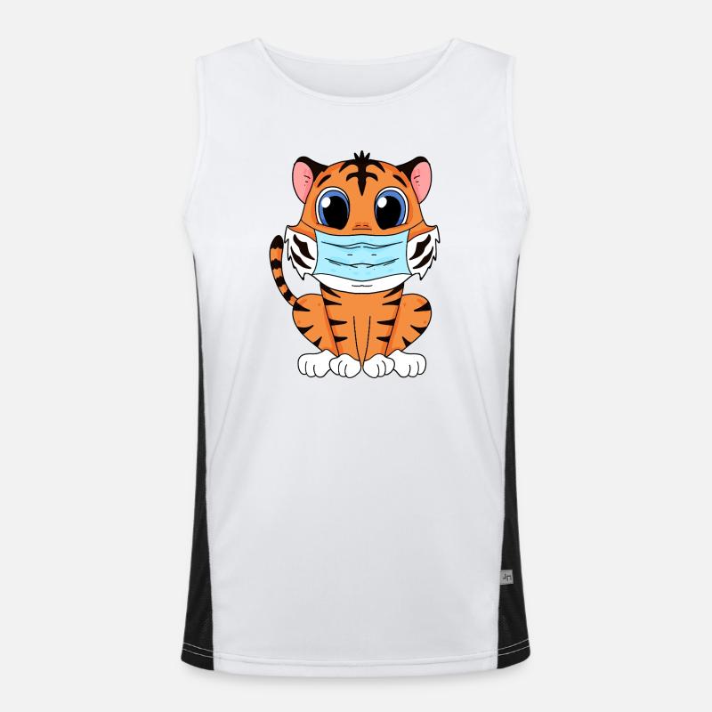 Cute Tiger with Mask Men's Functional Contrast Tank Top 