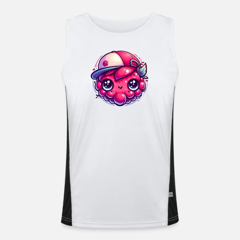 Himbeere Kawaii mit bunter Kappe Funktionelles Kontrast-Tank Top für Männer 