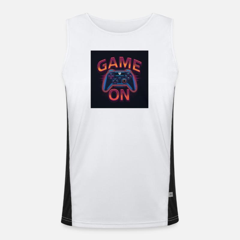 Glowing gaming controller with neon design Men's Functional Contrast Tank Top 