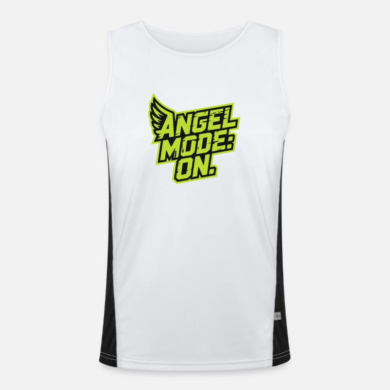 Angel Models On Bold Green Typography Men's Functional Contrast Tank Top 