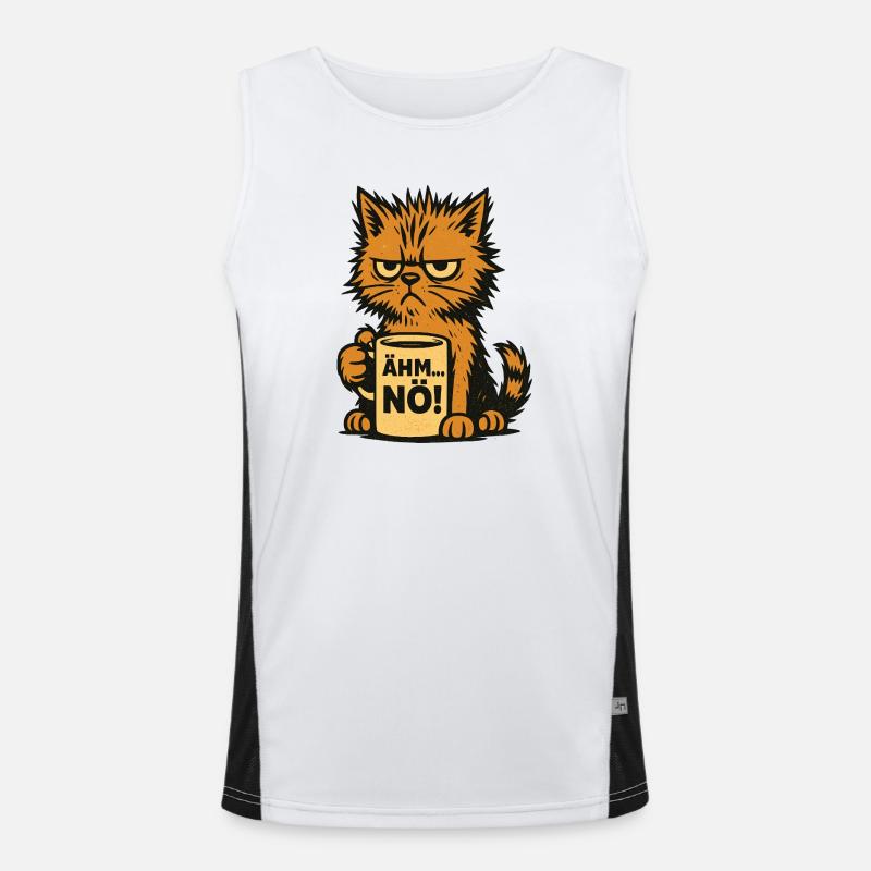 Kaffeetasse – Ähm, Nö - Katzendesign Funktionelles Kontrast-Tank Top für Männer 