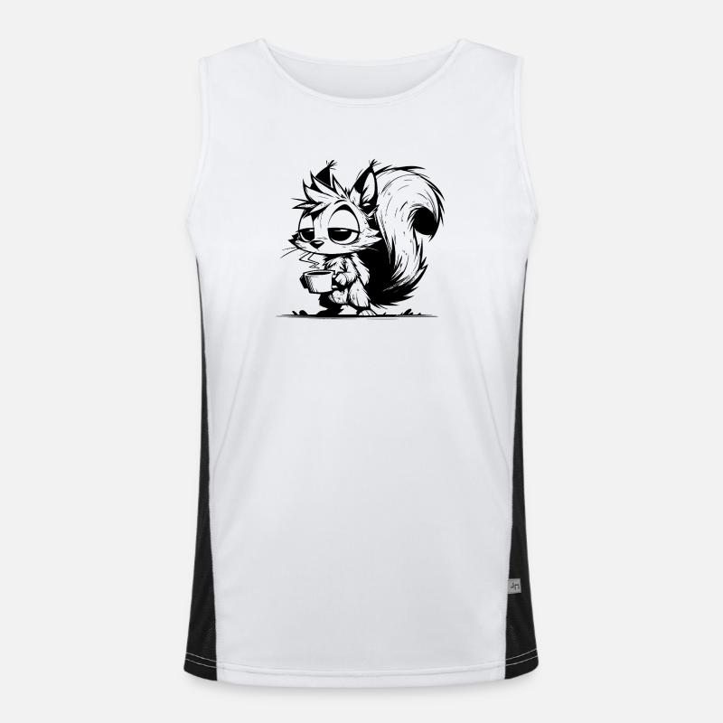Bitte nicht stören – Eichhörnchen Kaffeezeit Funktionelles Kontrast-Tank Top für Männer 