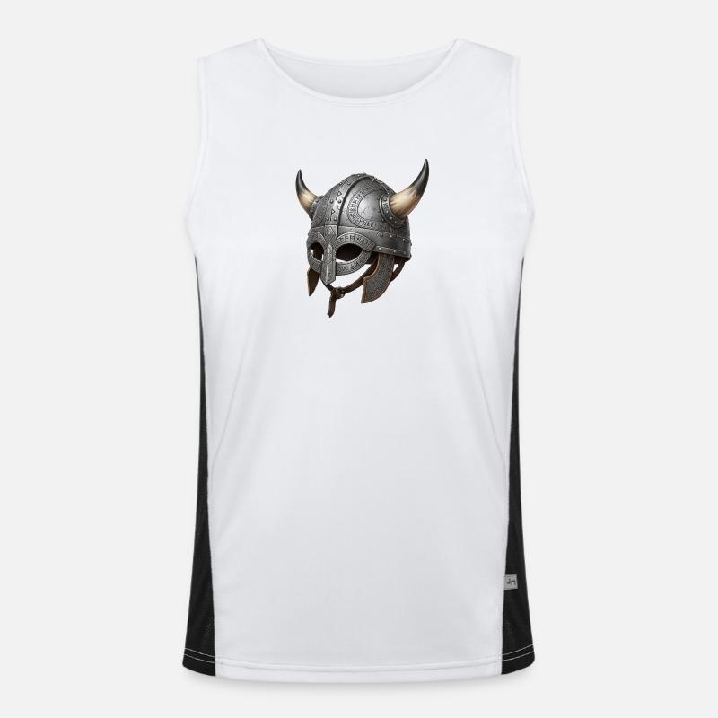 Vikingehjelm med runemotiv - Funktionel kontrast tanktop til herrer - hvid/sort