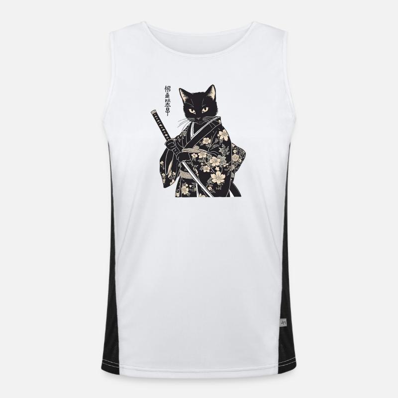 Chat samouraï – Style japonais moderne Débardeur respirant contrasté Homme 