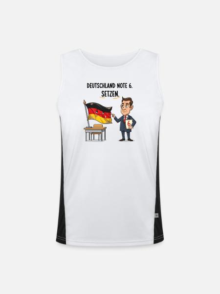 Deutschland Note 6 - Funktionelles Kontrast-Tank Top für Männer  - Weiß/Schwarz - Vorne