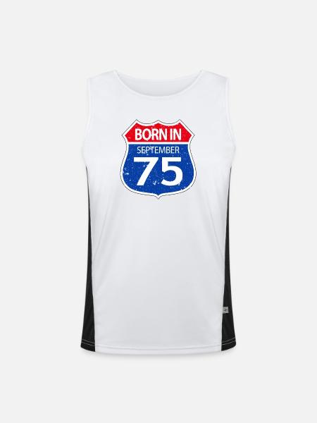 Born_in_September_75 - Men's Functional Contrast Tank Top  - white/black