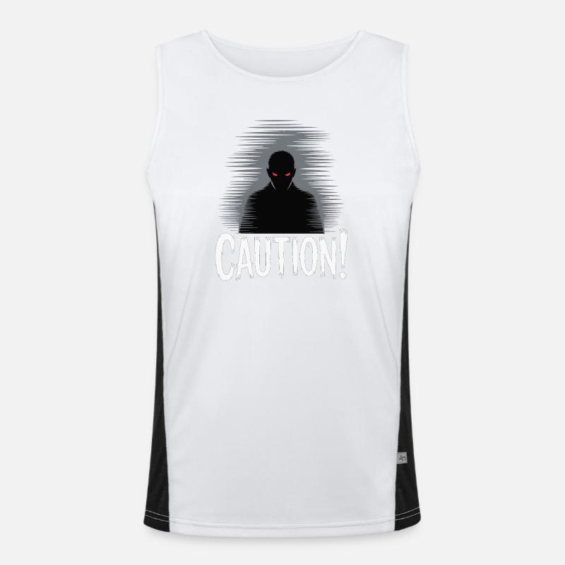 Dark Shadow Caution Graphic Men's Functional Contrast Tank Top 