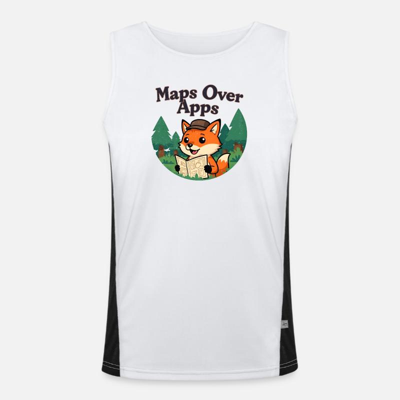 Maps over Apps Fox with map Men's Functional Contrast Tank Top 