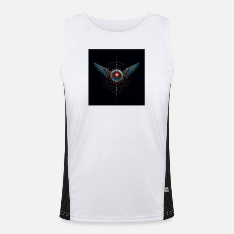 Futuristic Winged Emblem – Techno Vision Men's Functional Contrast Tank Top 