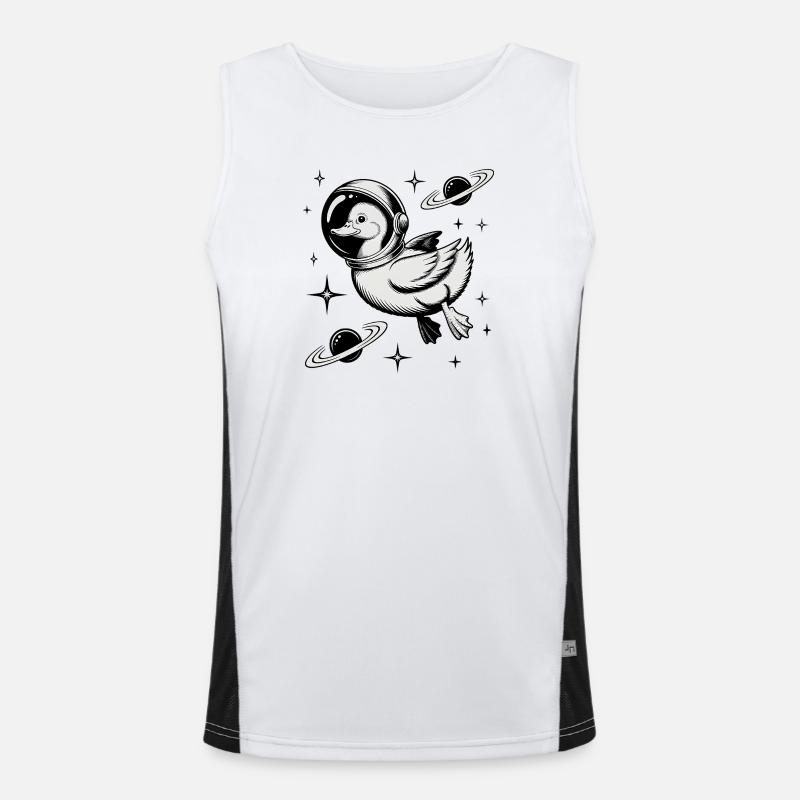 Goose in Space - Cool Astonomy Logo Funktionelles Kontrast-Tank Top für Männer 