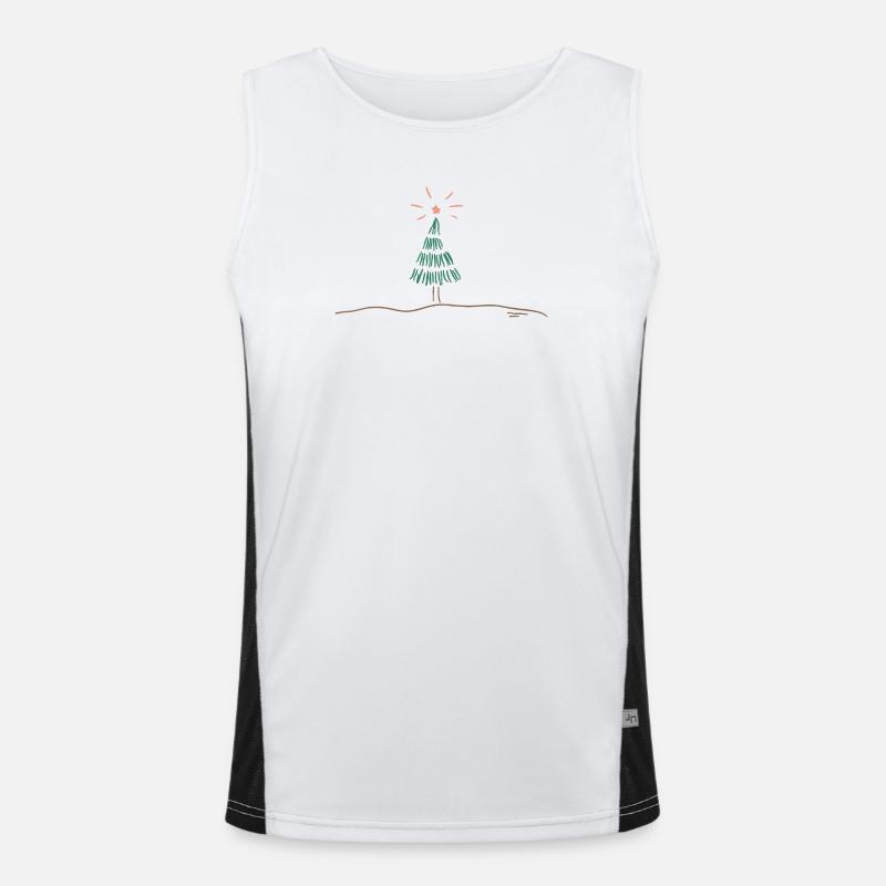 Festive Christmas tree sketch Men's Functional Contrast Tank Top 