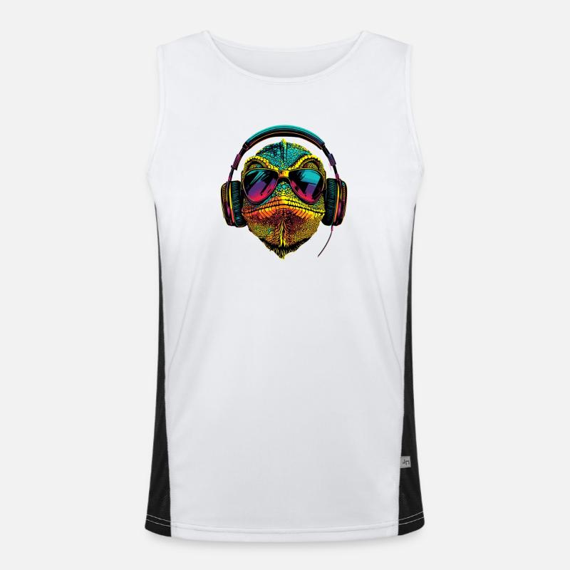 Chameleon Lizard Reptile Chameleon Iguana Lizard - Men's Functional Contrast Tank Top - white/black