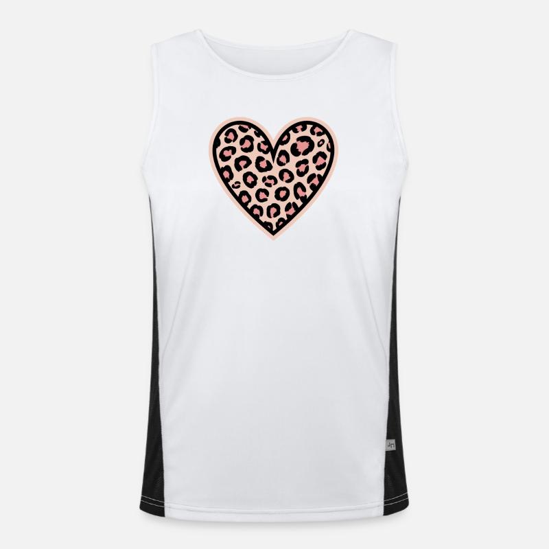 Leopard heart pattern - Men's Functional Contrast Tank Top  - white/black