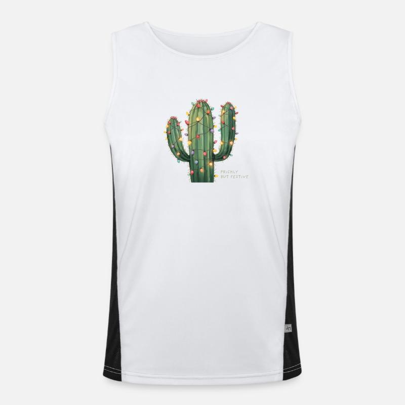 Weihnachtskaktus – Prickly but Festive Funktionelles Kontrast-Tank Top für Männer 