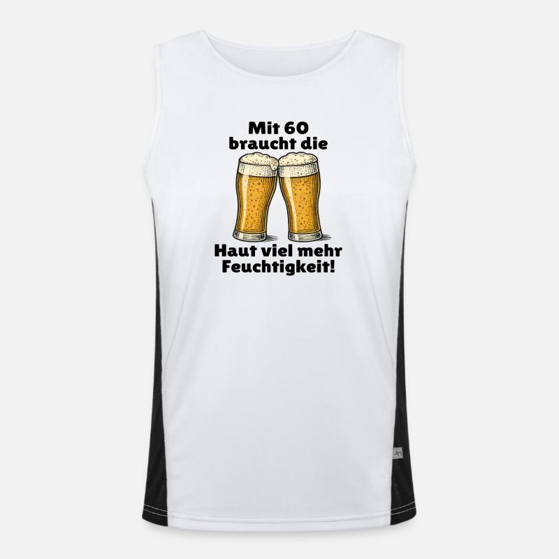 Männer 60. Geburtstag Bier Spruch Funktionelles Kontrast-Tank Top für Männer 