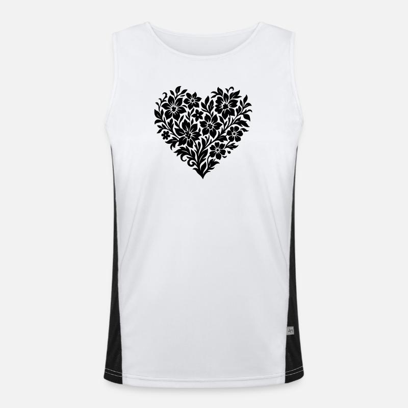 Cœur de fleur abstrait, couleur de vigne florale variable Débardeur respirant contrasté Homme 