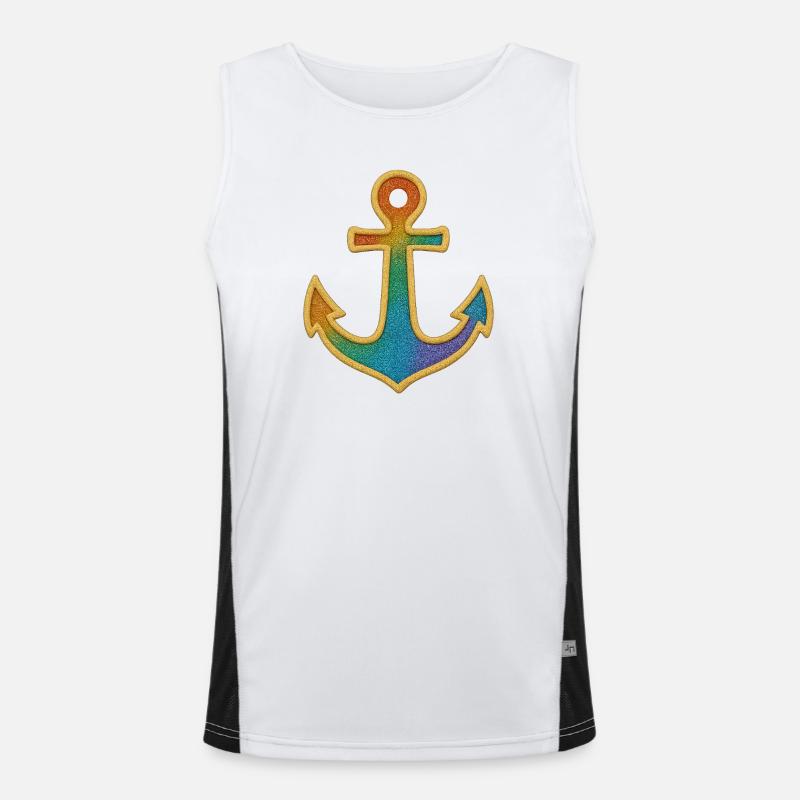Leuchtender Anker in Regenbogenfarben Funktionelles Kontrast-Tank Top für Männer 
