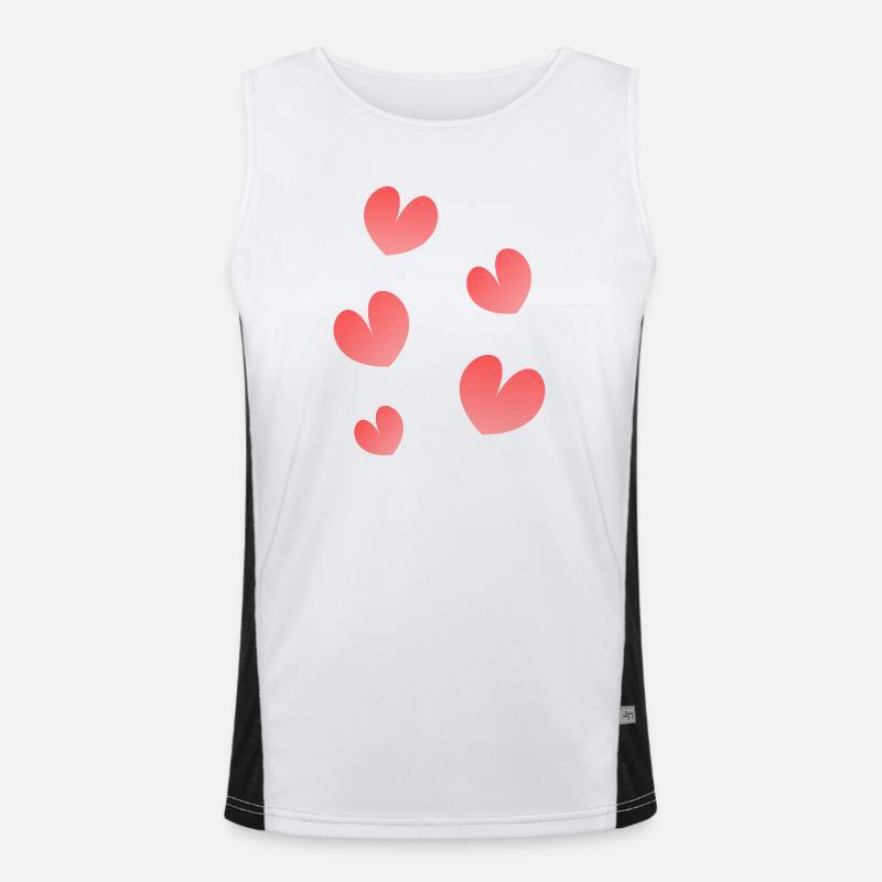 Blooming Hearts on Black Background Men's Functional Contrast Tank Top 