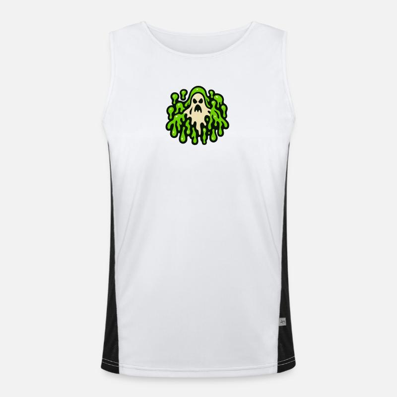 Spooky ghost slime print Men's Functional Contrast Tank Top 