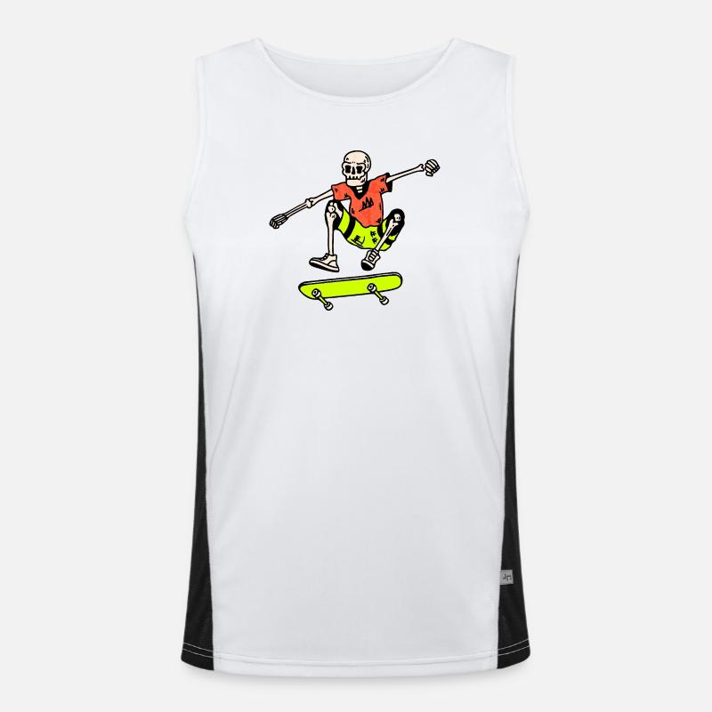 Neon Skate-Skelett – Ollie Retro 90er Funktionelles Kontrast-Tank Top für Männer 