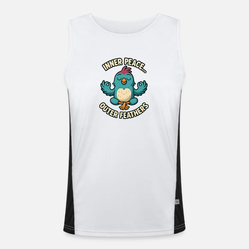 Inner Peace Outer Feather Design - Men's Functional Contrast Tank Top  - white/black