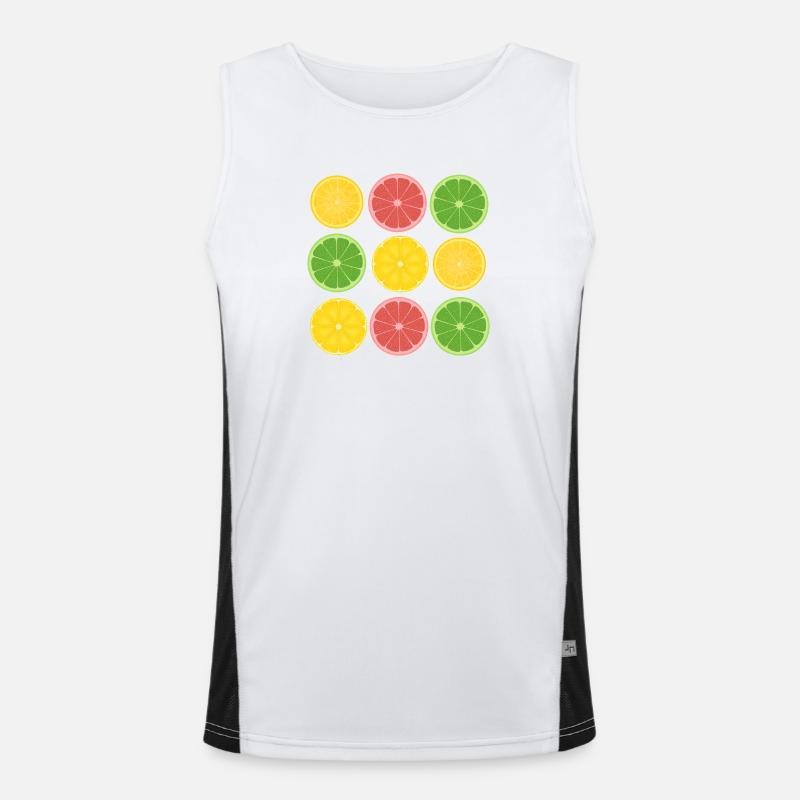 Fruit Citrus Color Blocking Design Men's Functional Contrast Tank Top 