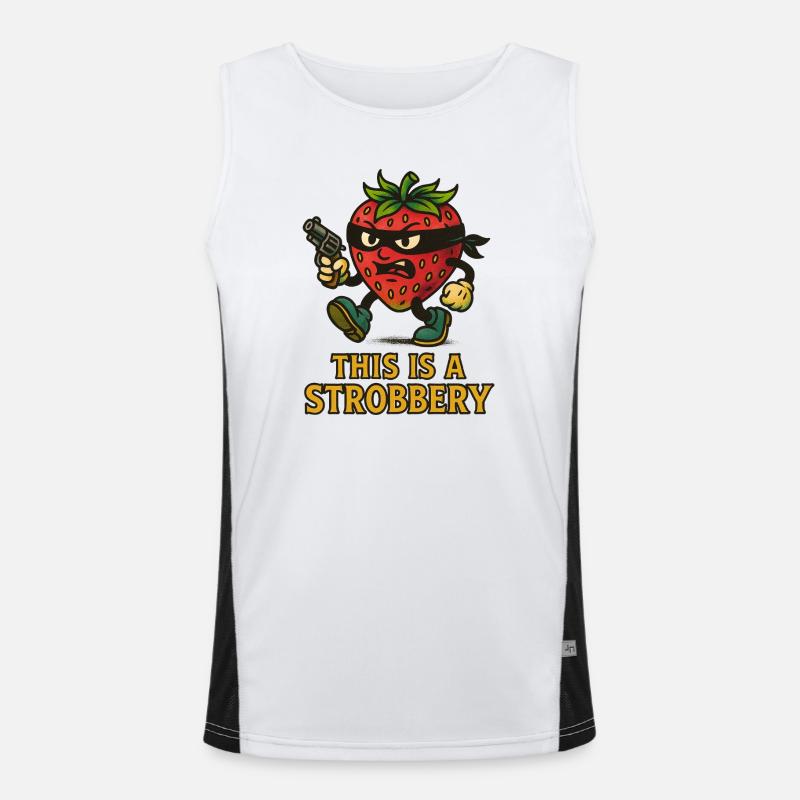 Erdbeer-Cartoon-Design Funktionelles Kontrast-Tank Top für Männer 