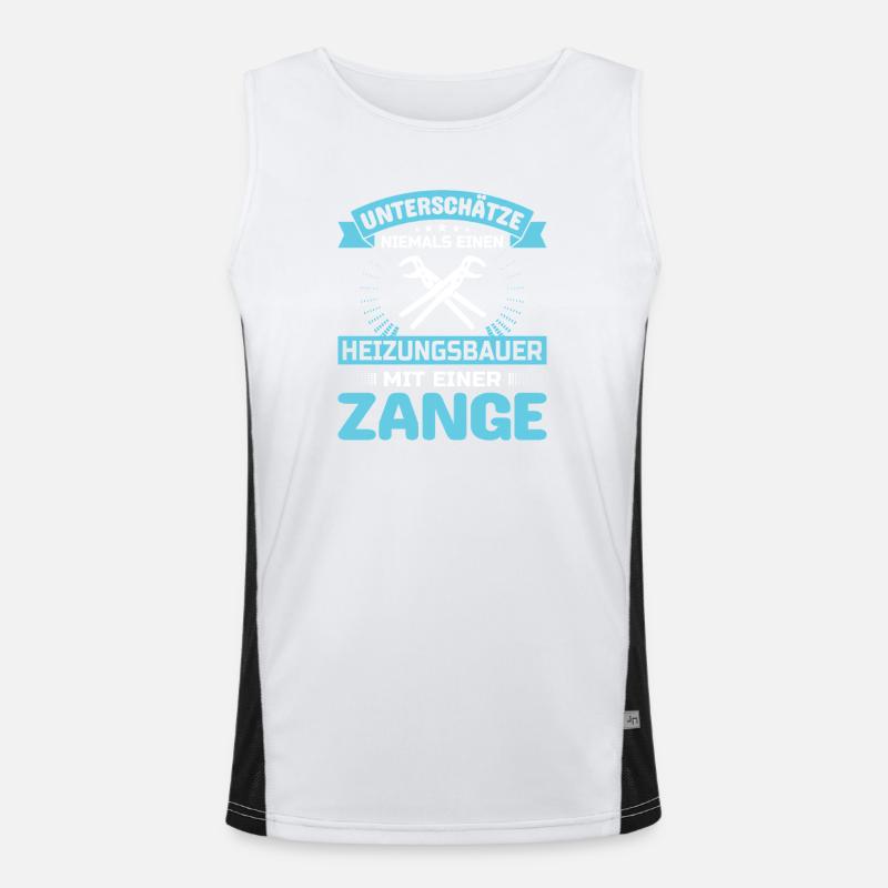 Heating Engineer Heating Construction Plumber Plumber - Men's Functional Contrast Tank Top  - white/black
