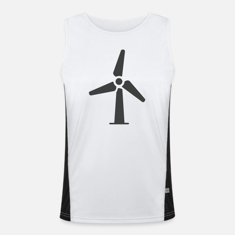 Wind Turbine Icon Logo Men's Functional Contrast Tank Top 