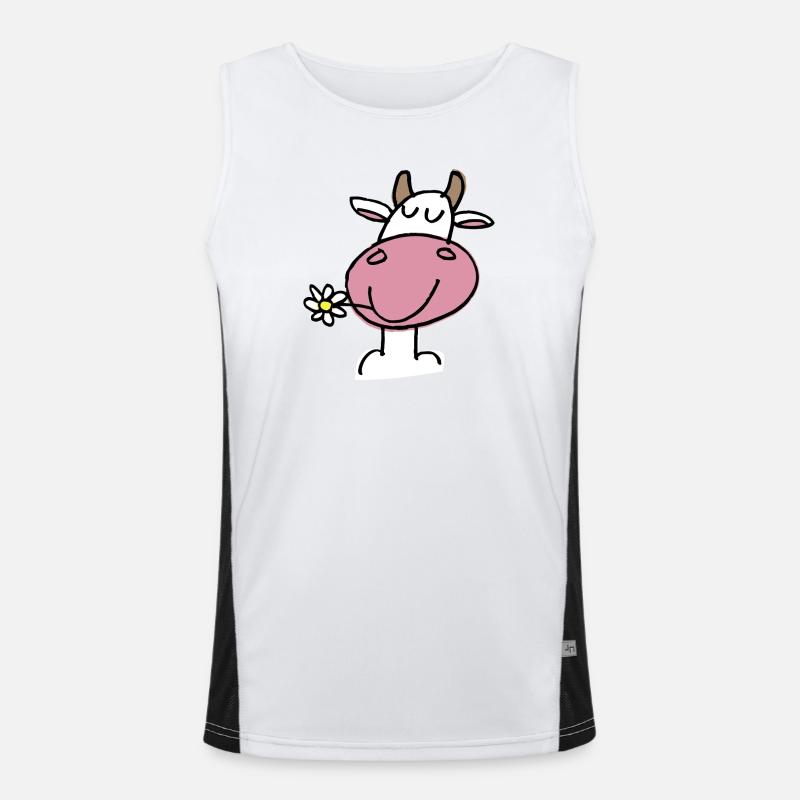 Vache Joyeuse et Fleur Délicate Débardeur respirant contrasté Homme 