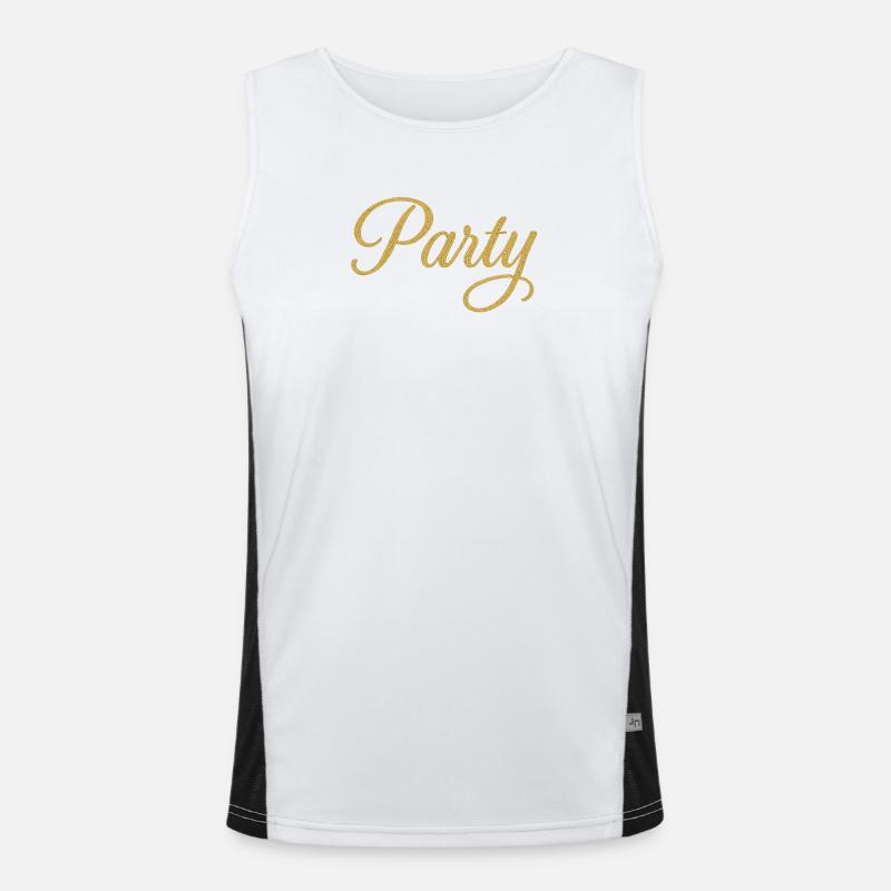 PARTY Script élégant de paillettes d’or pour les célébrations Débardeur respirant contrasté Homme 