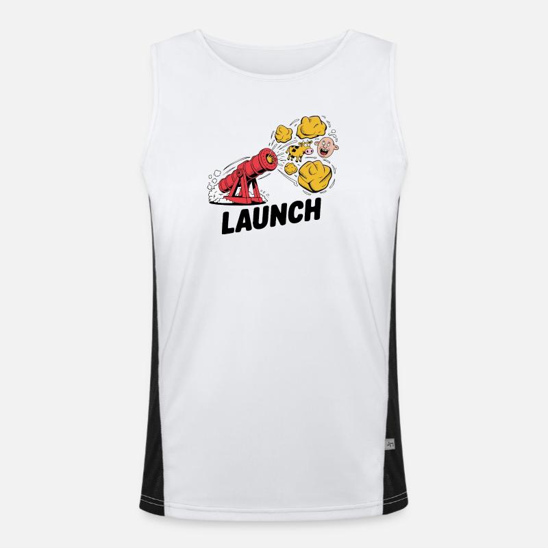 Comic Dinosaur Cannon Explosion Design Men's Functional Contrast Tank Top 