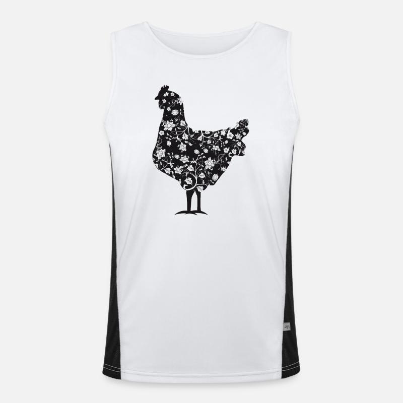 Chicken with floral pattern Men's Functional Contrast Tank Top 