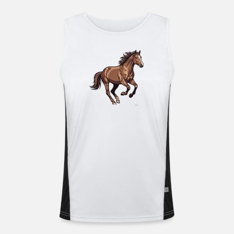 Elegant galloping wild horse Men's Functional Contrast Tank Top 